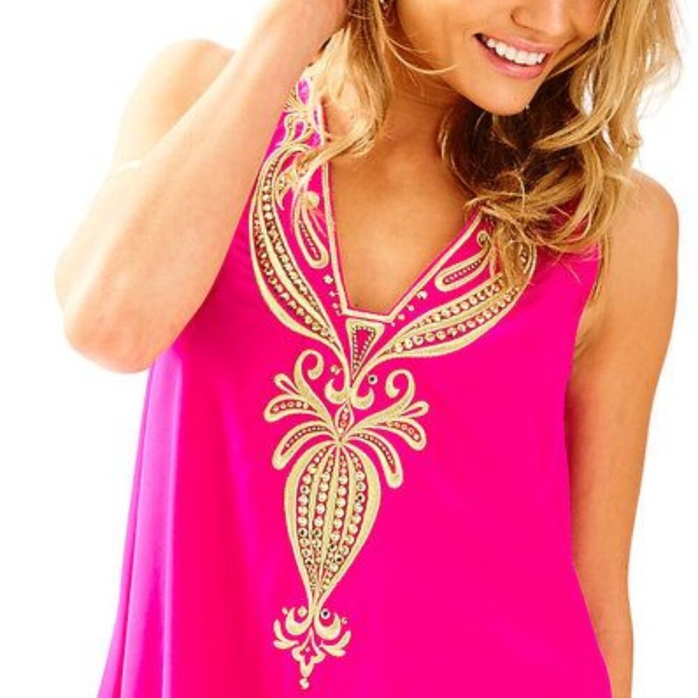 Lilly Pulitzer Hot Pink Embellished Swing Dress - Size XS